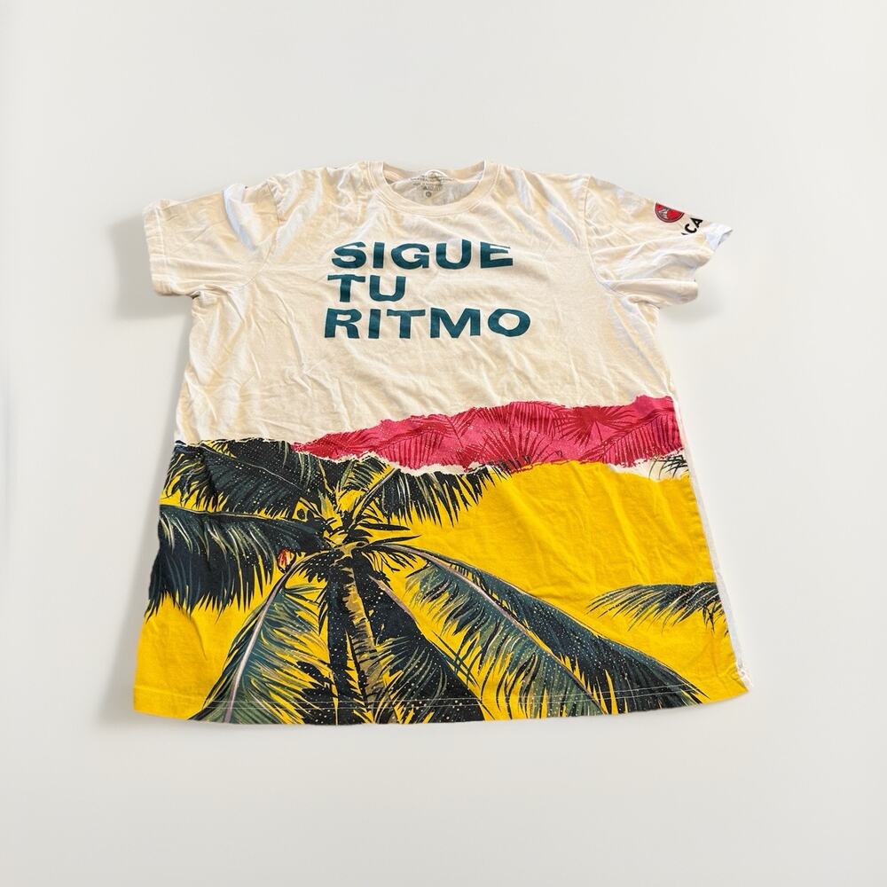 Bacardi Mens White Sigue Tu Ritmo Promo Tropical Palm Trees Rum T-Shirt Size XL